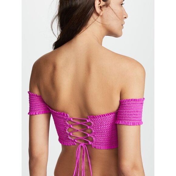 New fuchsia smocked bikini set. My bottoms are a slightly different design - Picture 5 of 12